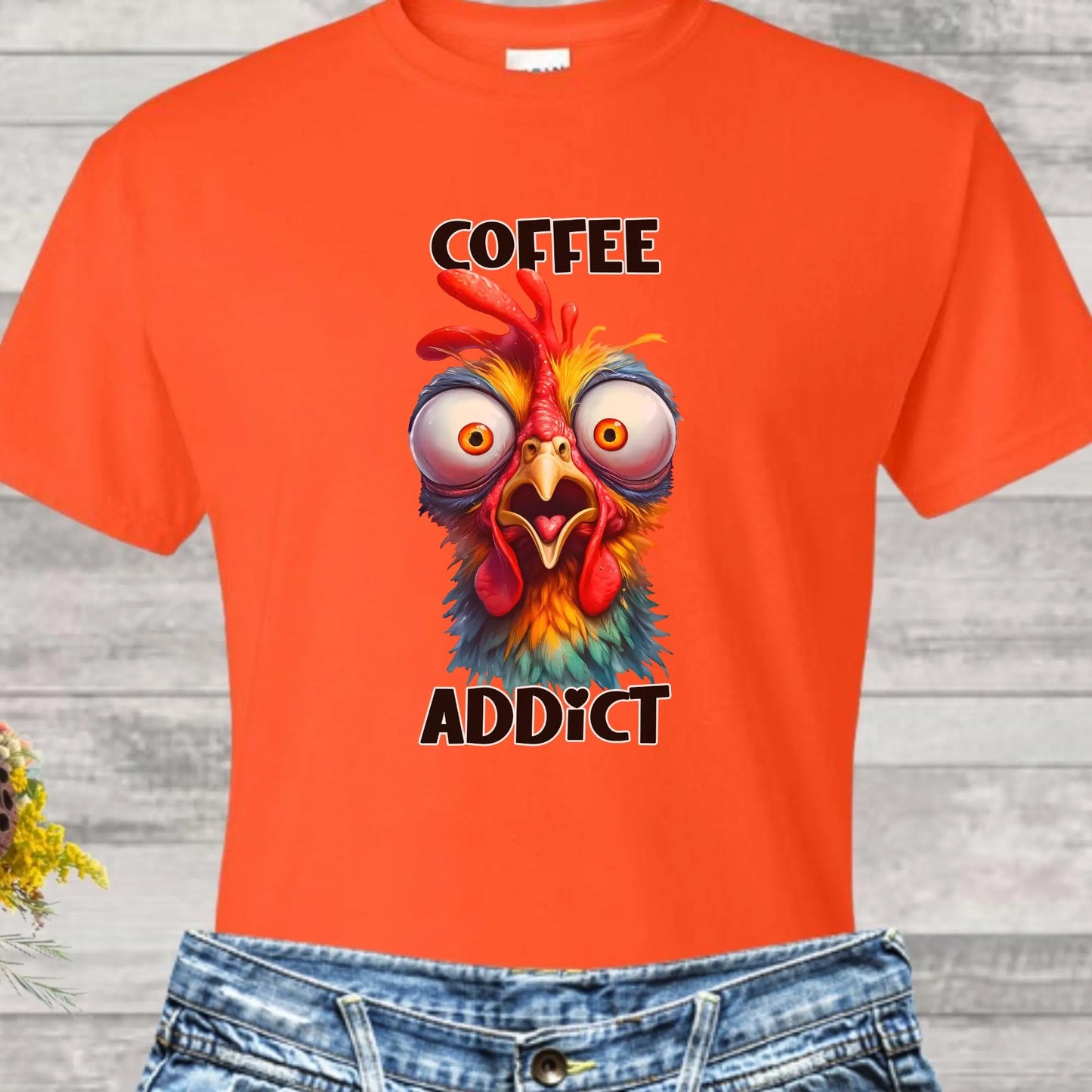 Coffee Addict Tee, Hilarious Chicken Lover Tee, Gildan Softstyle Tee 64000, Cute Gift for Her, Humorous T-Shirt, Chickens & Coffee, Women's