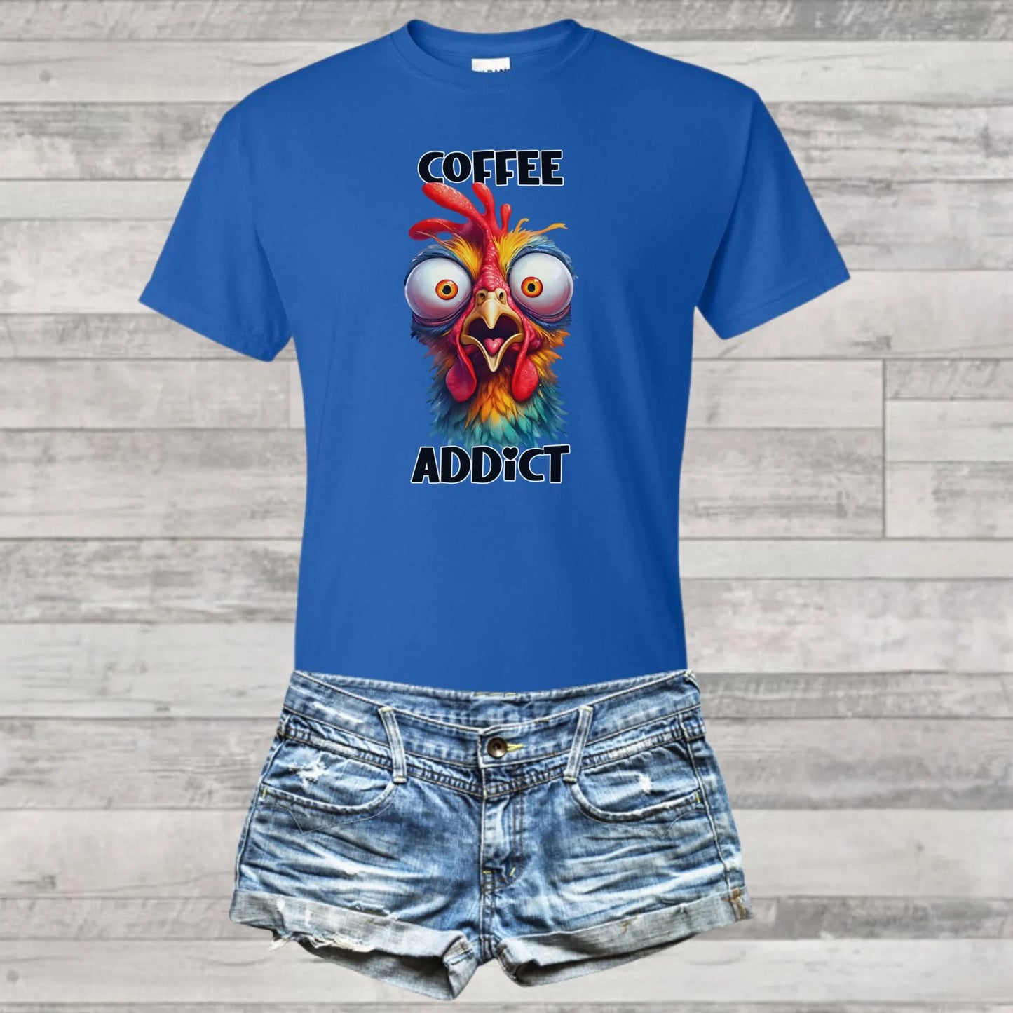 Coffee Addict Tee, Hilarious Chicken Lover Tee, Gildan Softstyle Tee 64000, Cute Gift for Her, Humorous T-Shirt, Chickens & Coffee, Women's