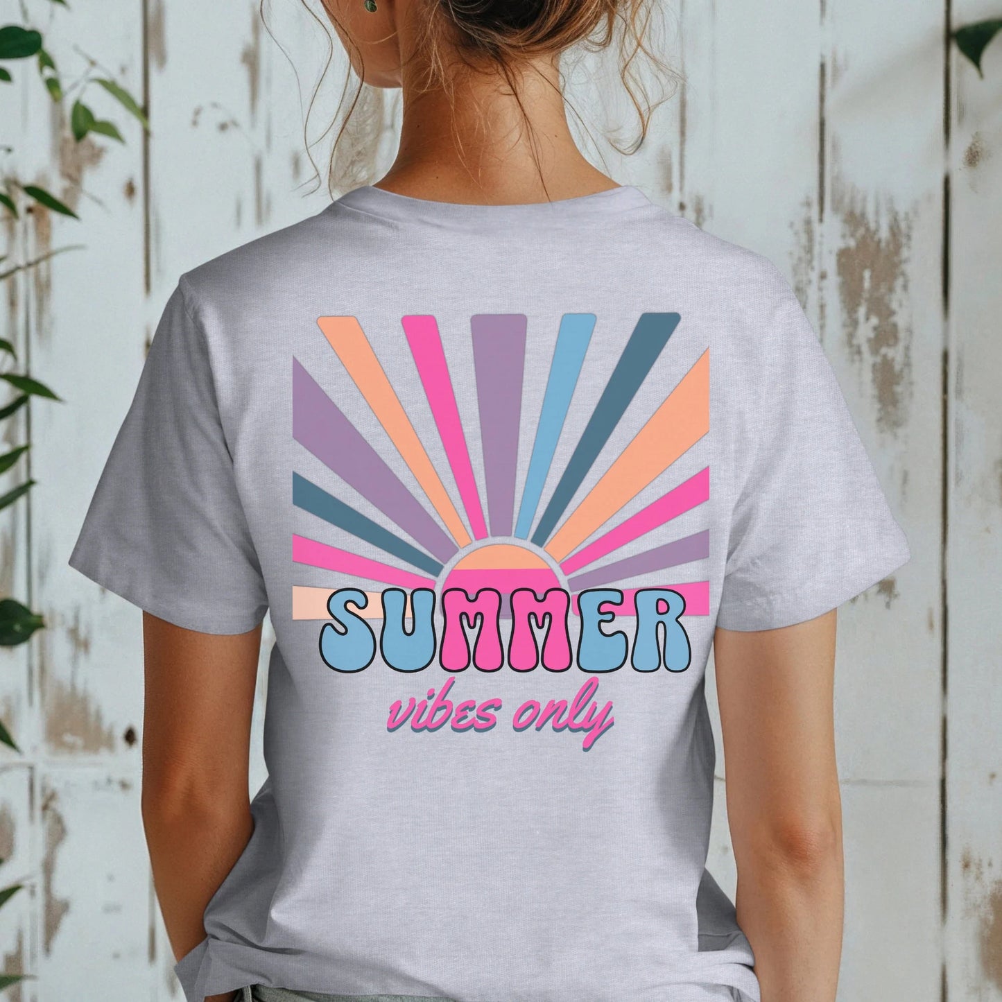 Fun Retro Style Summer Tee "Summer Vibes Only", Gildan 64000 Soft Style Unisex, Gift For Her, Colorful Sunshine Shirt