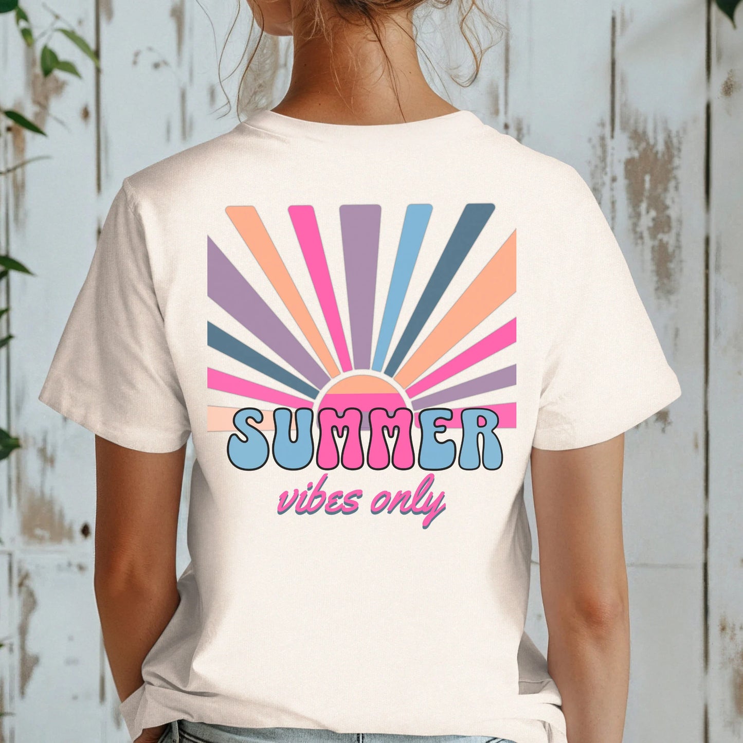 Fun Retro Style Summer Tee "Summer Vibes Only", Gildan 64000 Soft Style Unisex, Gift For Her, Colorful Sunshine Shirt