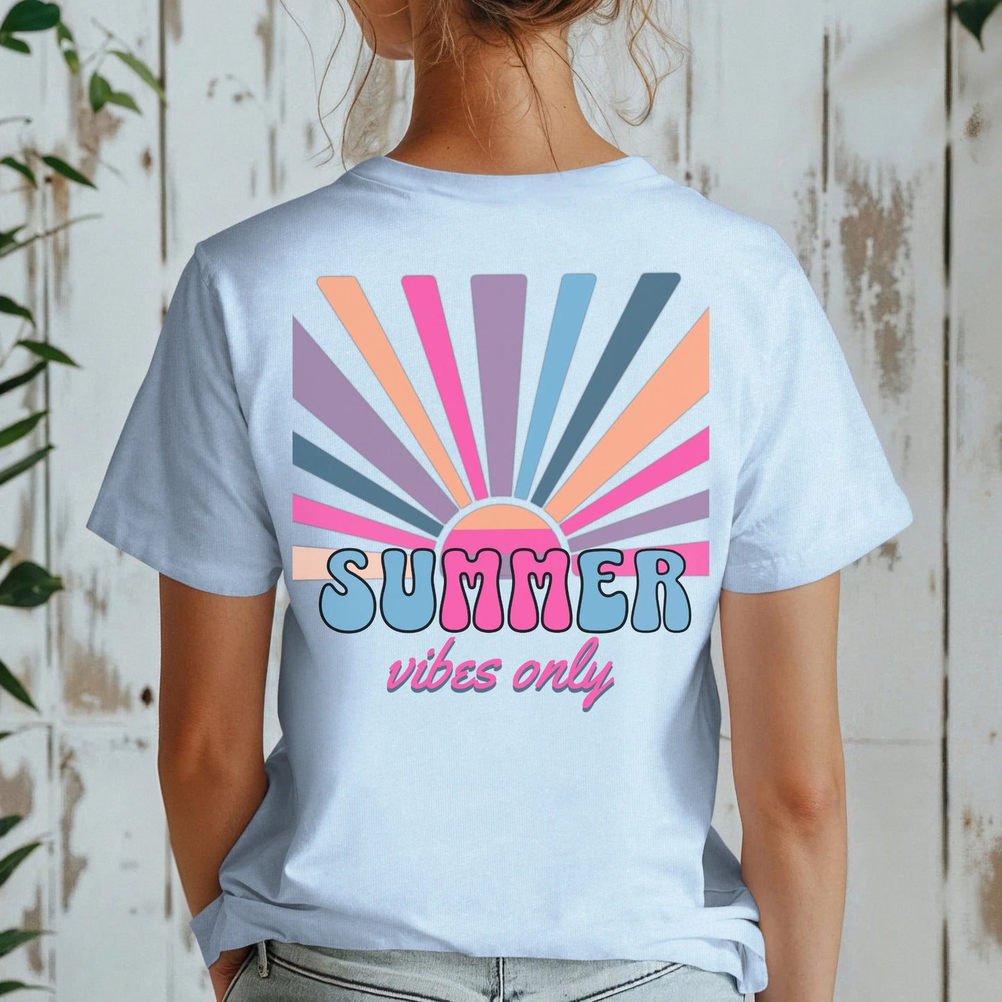 Fun Retro Style Summer Tee "Summer Vibes Only", Gildan 64000 Soft Style Unisex, Gift For Her, Colorful Sunshine Shirt